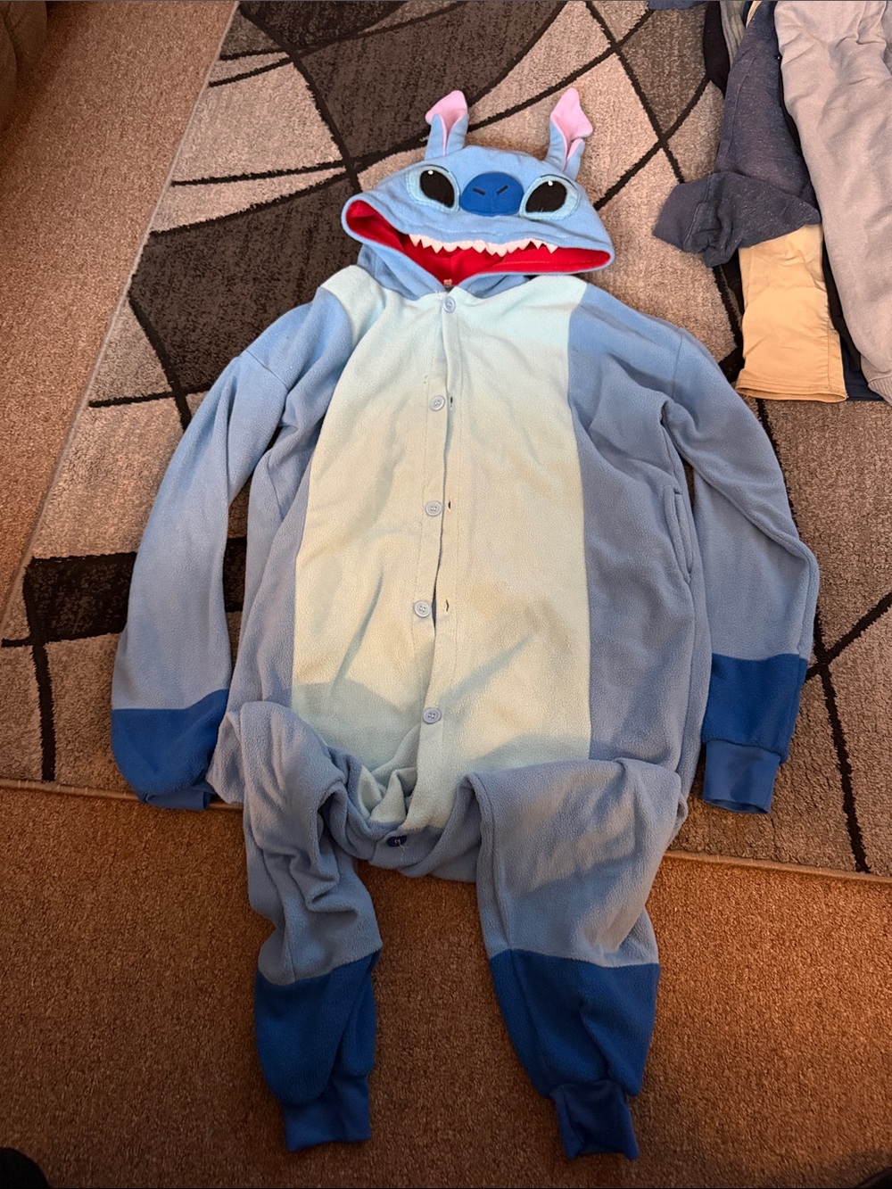 Disney Blue Stitch Fleece Footed Onesie